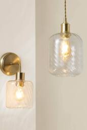 ValueLights Emery Swirl Glass Shade Wall Light with Bulb in Gold - thumbnail 7