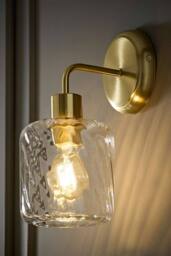 ValueLights Emery Swirl Glass Shade Wall Light with Bulb in Gold - thumbnail 2