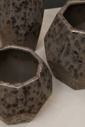 Orsina Textured Large Ceramic Planted, Handcrafted Garden Flower Pots, Glazed Finish Planter For Artificial Flowers in Black - thumbnail 2