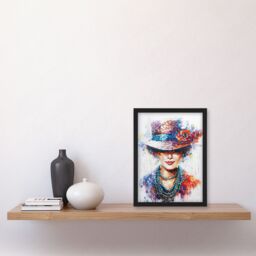 Artery8 Fashionable Lady in Hat Thick Paint Portrait Framed Art Print - Size: A4 - thumbnail 4