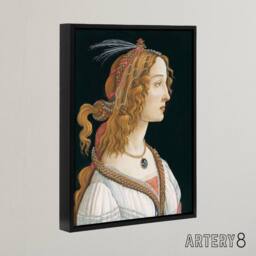"Artery8 Idealized Portrait of a Lady Botticelli Vintage Framed Canvas Wall Art in Black - Size: W12"" x H16""" - thumbnail 2