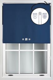 Furnished Navy Blue Blackout Roller Blinds with Triple Square Eyelets & Metal Fittings - Size: 75 cm width x 165 cm drop - thumbnail 1