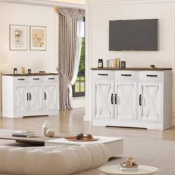 NESTLUNE Kitchen Cabinet with 3 Drawers & 3 Doors Wooden Storage in White - Size: 100 cm x 15 cm - thumbnail 4