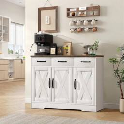 NESTLUNE Kitchen Cabinet with 3 Drawers & 3 Doors Wooden Storage in White - Size: 100 cm x 15 cm - thumbnail 3
