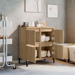Berkfield Home Sideboard Sonoma Oak 60x35x70 cm Engineered Wood in Brown - Size: 60 x 35 x 70 cm - thumbnail 3