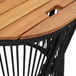 Berkfield Home Garden Side Tables 2 pcs with Wooden Top Black Poly Rattan - thumbnail 8