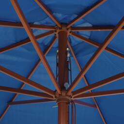 Berkfield Home Outdoor Parasol with Wooden Pole 350 cm Blue - thumbnail 6