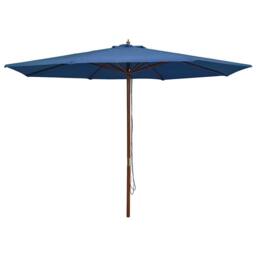 Berkfield Home Outdoor Parasol with Wooden Pole 350 cm Blue - thumbnail 2