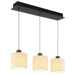 Netlighting Thea Bar Pendant Matt Gunmetal Linen Cream Shade LED 3000K in Grey - thumbnail 1
