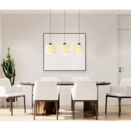 Netlighting Thea Bar Pendant Matt Gunmetal Linen Cream Shade LED 3000K in Grey - thumbnail 6