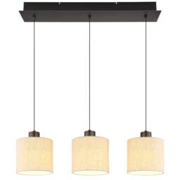 Netlighting Thea Bar Pendant Matt Gunmetal Linen Cream Shade LED 3000K in Grey - thumbnail 3
