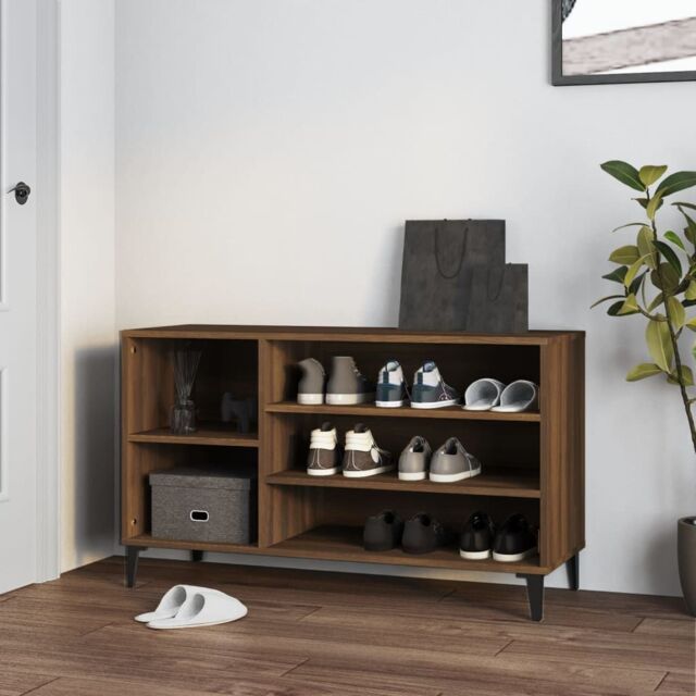 Berkfield Home Shoe Cabinet Brown Oak 102x36x60 cm Engineered Wood - Size: 102 x 36 x 60 cm - image 1