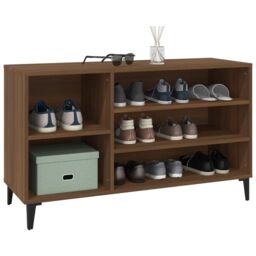 Berkfield Home Shoe Cabinet Brown Oak 102x36x60 cm Engineered Wood - Size: 102 x 36 x 60 cm - thumbnail 4
