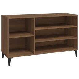 Berkfield Home Shoe Cabinet Brown Oak 102x36x60 cm Engineered Wood - Size: 102 x 36 x 60 cm - thumbnail 2
