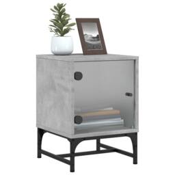 Berkfield Home Bedside Cabinets with Glass Doors 2 pcs Concrete Grey 35x37x50 cm - Size: 35 x 37 x 50 cm - thumbnail 5