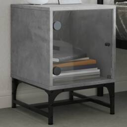 Berkfield Home Bedside Cabinets with Glass Doors 2 pcs Concrete Grey 35x37x50 cm - Size: 35 x 37 x 50 cm - thumbnail 3