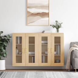 Berkfield Home Wall Mounted Cabinets 2 pcs Sonoma Oak Engineered Wood in Brown - thumbnail 2