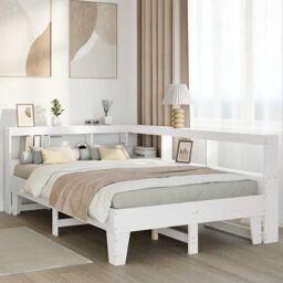 Berkfield Home Bookcase Bed without Mattress White 140x190cm Solid Wood Pine - Size: 140x190 cm - thumbnail 4