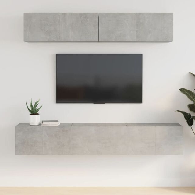 Berkfield Home 5 Piece TV Cabinet Set Concrete Grey Engineered Wood - image 1