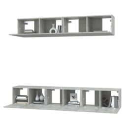 Berkfield Home 5 Piece TV Cabinet Set Concrete Grey Engineered Wood - thumbnail 4