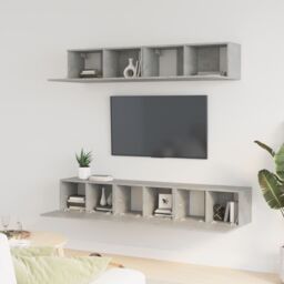 Berkfield Home 5 Piece TV Cabinet Set Concrete Grey Engineered Wood - thumbnail 3