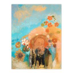 Artery8 Odilon Redon Framed Wall Art Evocation of Roussel Floral Portrait in Blue - Size: A4 - thumbnail 3