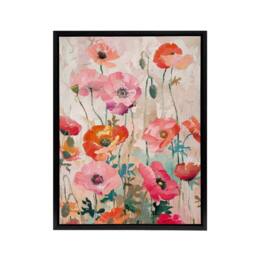 "Artery8 Poppy Flowers Floral Framed Canvas Wall Art Print in Pink - Size: W12"" x H16""" - thumbnail 1