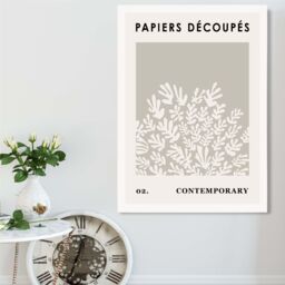 ARTZE Fawn & Ivory Matisse Style Floral Cutout Framed Print SIZE: A2 with White Frame in Stone - Size: A4 - thumbnail 2
