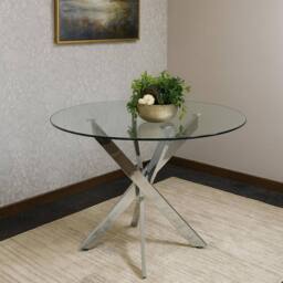 KOSY KOALA Round Glass Dining Table Set With 4 White & Black Chairs - thumbnail 6