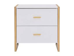 Vente-unique Set Of 2 Bedside Tables With 2 Drawers - MDF - Gloss White & Gold - thumbnail 6