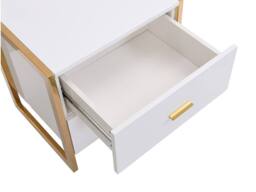 Vente-unique Set Of 2 Bedside Tables With 2 Drawers - MDF - Gloss White & Gold - thumbnail 9