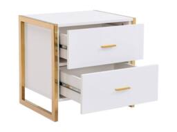 Vente-unique Set Of 2 Bedside Tables With 2 Drawers - MDF - Gloss White & Gold - thumbnail 7