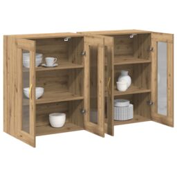 Berkfield Home Wall Mounted Cabinet Set of 2 Artisan oak Engineered Wood in Brown - thumbnail 3