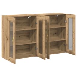 Berkfield Home Wall Mounted Cabinet Set of 2 Artisan oak Engineered Wood in Brown - thumbnail 5