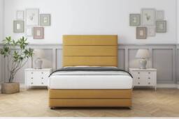 "Comfort Beds Zoya Plush Divan Set 2 Drawers-54"" Headboard-Footboard in Mustard - Size: Single" - thumbnail 1