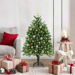 Berkfield Home Realistic Christmas Tree with 150 LEDs with Stand Green 120 cm PE - thumbnail 2
