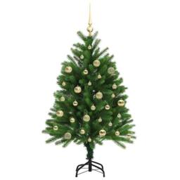 Berkfield Home Realistic Christmas Tree with 150 LEDs with Stand Green 120 cm PE - thumbnail 4