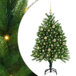 Berkfield Home Realistic Christmas Tree with 150 LEDs with Stand Green 120 cm PE - thumbnail 3
