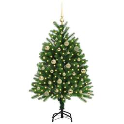 Berkfield Home Realistic Christmas Tree with 150 LEDs with Stand Green 120 cm PE - thumbnail 1
