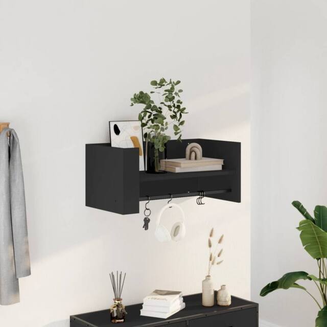 Berkfield Home Wall Shelf Black 70.5x35x30.5 cm Engineered Wood - image 1