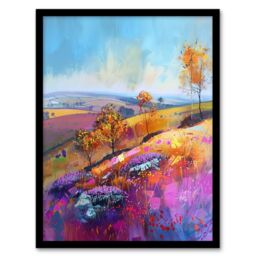 Artery8 Colourful Autumn Otley Chevin Yorkshire Landscape Framed Art Print - Size: A4 - thumbnail 1