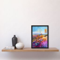 Artery8 Colourful Autumn Otley Chevin Yorkshire Landscape Framed Art Print - Size: A4 - thumbnail 4