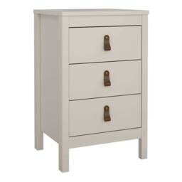 Wyld Haus Cashmere 3 Drawer Bedside Table Tall Raised Legs Switchable Handles in Cream - thumbnail 3