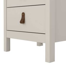 Wyld Haus Cashmere 3 Drawer Bedside Table Tall Raised Legs Switchable Handles in Cream - thumbnail 9