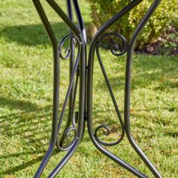 Home Source Bistro Table Set Blue Floral Mosaic Design 2 Chairs Outdoor Garden in Black - thumbnail 7
