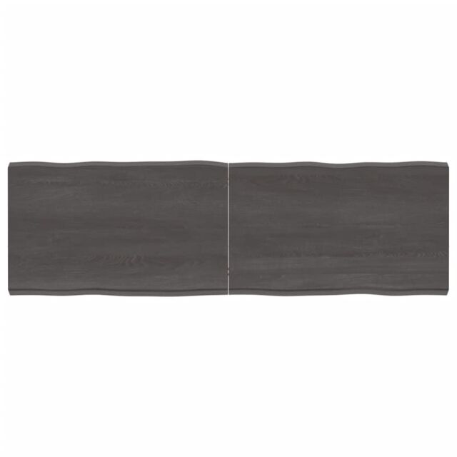 Berkfield Home Table Top Dark Grey 160x50x(2-6) cm Treated Solid Wood Live Edge in Brown - image 1