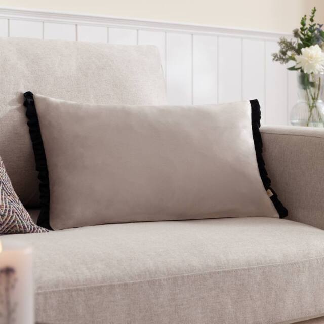 Wylder Tilly Velvet Frill Reversible Cushion in Off-White - Size: 30 cm x 50 cm - image 1