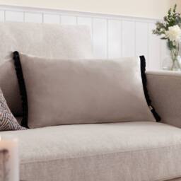 Wylder Tilly Velvet Frill Reversible Cushion in Off-White - Size: 30 cm x 50 cm