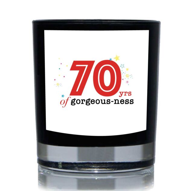 60 SECOND MAKEOVER 70 Years Gorgeous-ness Funny 20cl Candle in Black