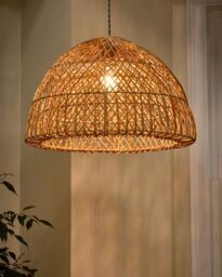 Dibor Traditional Rattan Twin Spiral Easy Fit Decor Ceiling Shade H32xD50cm in Beige